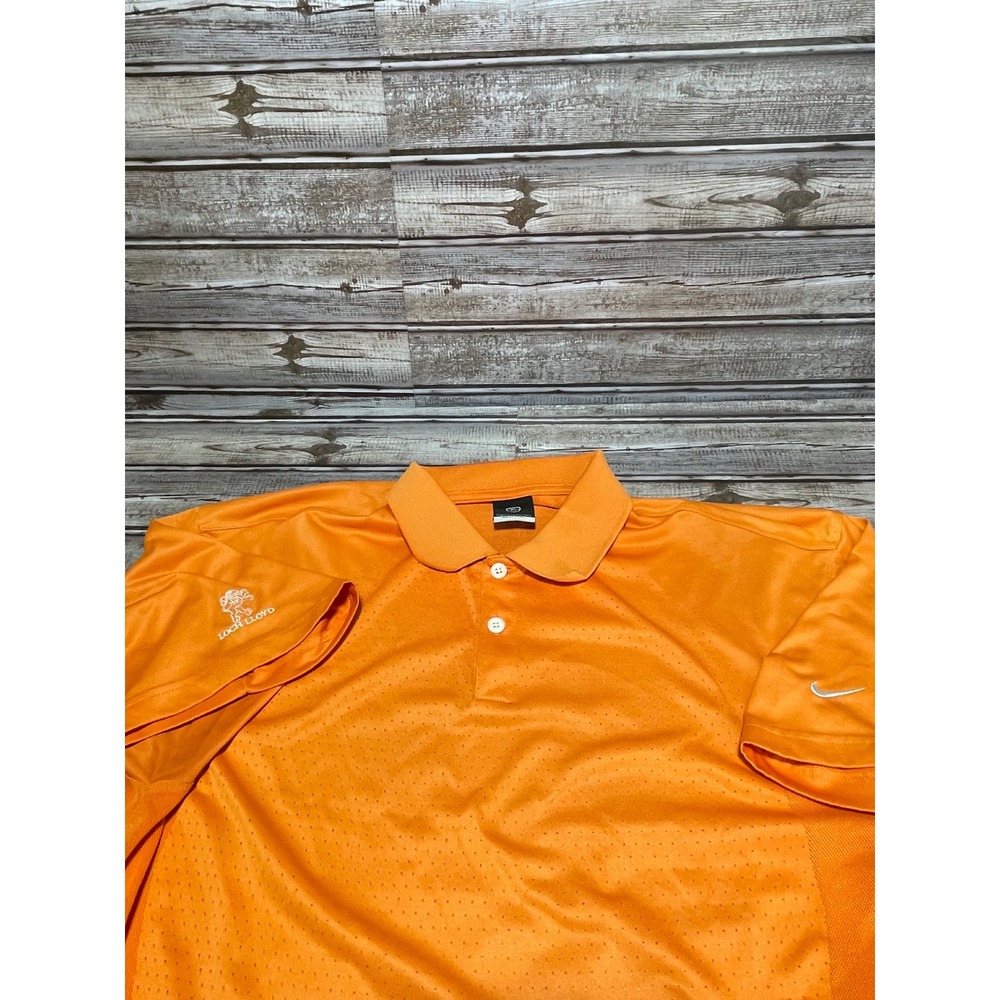 Nike Golf Polo Shirt Dri-FIT Performance Breathable‎ Logo Orange Golfing  Size L